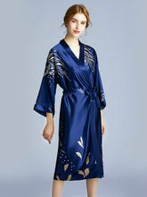 Load image into Gallery viewer, Yaoting silk wedding pajamas ladies spring and summer long bridesmaid red bride morning gown home gown 2
