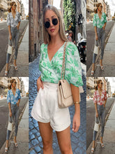 Load image into Gallery viewer, V-neck Five-sleeve Printed Blouse
