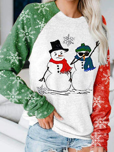 Christmas Women's Snowman Small Tree Letter Print Long-sleeved Set Headcoat
