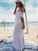 Load image into Gallery viewer, Spaghetti-strap Lace Hollow Solid Beach Swimwear Maxi Dresses

