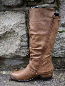 Spring and Autumn Women's Round Head Side Zipper Martin Boots