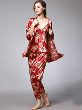 Load image into Gallery viewer, Silk pair pajamas women summer three-piece suit long-sleeved
