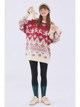 Load image into Gallery viewer, Loose Casual Couple Sweater Pullover Long Sleeve Korean Christmas Cartoon Sweater
