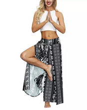 Load image into Gallery viewer, Ethnic style elegant split wide leg pants women loose fitness yoga pants-2
