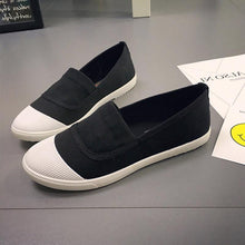 Load image into Gallery viewer, White Toe Color Blocking Canvas Slip On Casual Flat Shoes
