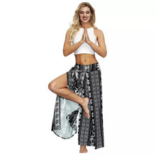 Load image into Gallery viewer, Ethnic style elegant split wide leg pants women loose fitness yoga pants-2
