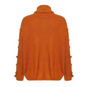 Solid Color Turtleneck Knitted Pullover Sweater