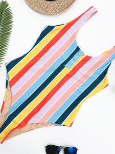 Bikini Swimming Suite Striped Conjoined Swimwear