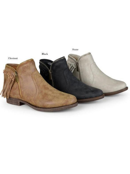 Women s Tassels Low Heel Side Zipper Boots