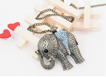 Load image into Gallery viewer, Fashion Western vintage elephant necklace jewellery Sweater Chain
