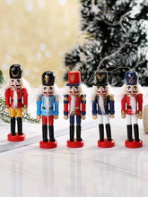Load image into Gallery viewer, Christmas Decoration Walnut Clip Wooden Soldier Puppet 12cm Tin Set 6 Decorative Pendant
