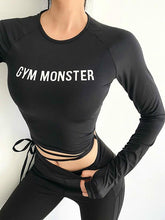 Load image into Gallery viewer, Solid Long Sleeve Yoga Crop Top Gym Shirts For Women Workout Shirts With Thumb Holes Fitness Running Sport T-shirts Training Top
