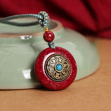 Load image into Gallery viewer, Vermilion Pendant Women&#39;s Safety Buckle Six-syllable mantra Pendant Necklace
