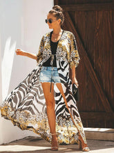 Load image into Gallery viewer, Chiffon Print Leopard Print Beach Sunscreen Holiday Cardigan Long Skirt Bikini Hoodie
