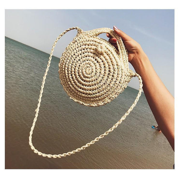 Beach Women s Shoulder Crossbody Round Holiday Weaving Bag