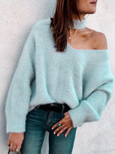 Load image into Gallery viewer, Sexy Off The Shoulder Imitation Mane Loose Lazy Sweater
