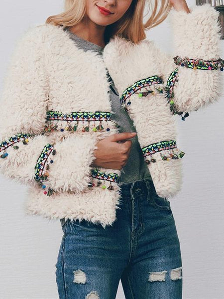 Winter Imitation Lamp Fur Tassel Short Coat Soft Jacket