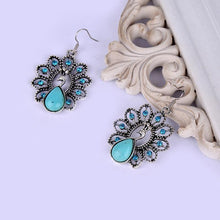 Load image into Gallery viewer, Boho Peacock Stone Pendant Earring Jewelry
