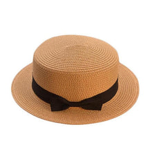 Load image into Gallery viewer, Fashion Sun hat Cute Bow sun hats  hand made women straw cap beach big brim hat casual summer cap
