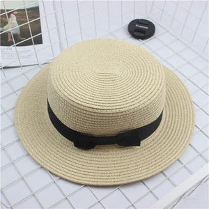 Fashion Sun hat Cute Bow sun hats  hand made women straw cap beach big brim hat casual summer cap