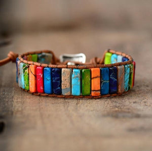 Handmade Multi Color Tube Beads Leather Wrap Bracelet Couples Bracelets