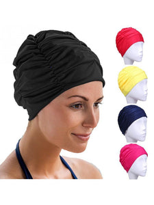 Solid Color Elastic Swimming Hat Summer Beach Bathing Swimcap Ladies Turban Swim Cap