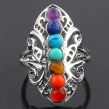 Load image into Gallery viewer, 7 Chakra Healing Hollow Thumb Reiki Adjustable Ring
