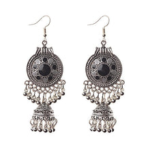 Load image into Gallery viewer, Traditional Indian Ethnic Silver Color Drop Women Gypsy Tassel hemisphere Earrings
