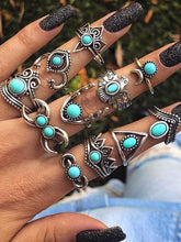 Load image into Gallery viewer, Boho Vintage Ancient Silver Knuckle Ring Set
