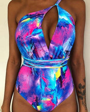 Load image into Gallery viewer, Solid Color Sexy Deep V One Piece Swimsuit  Backless Bodysuit Monokini Swimwear
