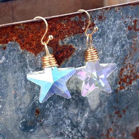 Bling Crystal Magic Moon Eardrop Pendant Handmade Wire Earrings