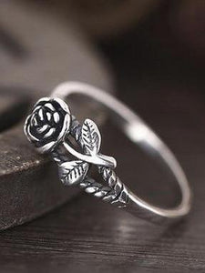 Vintage Sweet Simple Rose Solid Metal Ring