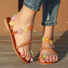 Load image into Gallery viewer, Summer Woman Colorful flowers bohemian ethnic style sandals
