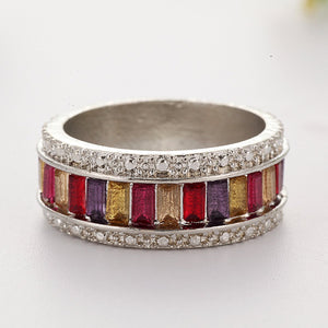 Colorful Crystal Stone Women Fashion Jewelry Accessories Circle Ring