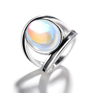 Women Big Moonstone Ring Unique Style Wedding Jewelry Promise Engagement Rings
