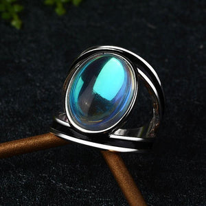 Women Big Moonstone Ring Unique Style Wedding Jewelry Promise Engagement Rings