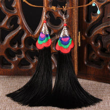 Load image into Gallery viewer, Ethnic Tibet Embroidery Long Tassel Drop Retro Bohemia Handmade Tassel Earrings
