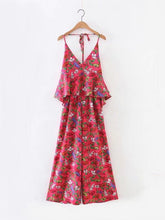 Load image into Gallery viewer, Sexy Floral-Print Off-Shoulder Deep V Neck Strape Jumpsuits
