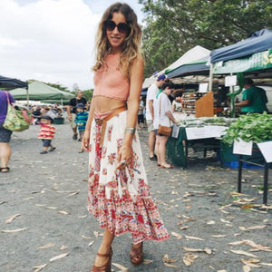 Bohemian Tribal Floral Skirt Knee Lengt Summer Beach Long Casual Skirt