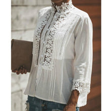 Load image into Gallery viewer, Casual Solid Color Cotton Lace Patchwork Blouses Tops
