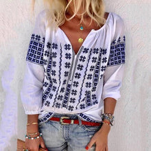 Load image into Gallery viewer, Bohemian V Neck Casual Plus Size Blouse Tops
