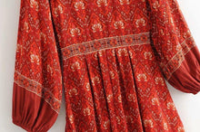 Load image into Gallery viewer, Retro Vacation Big Hem Bohemian Floral Midi Dress
