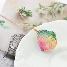 Load image into Gallery viewer, Natural Rough Crystal Pendant Transparent Multi-color Chain Necklace

