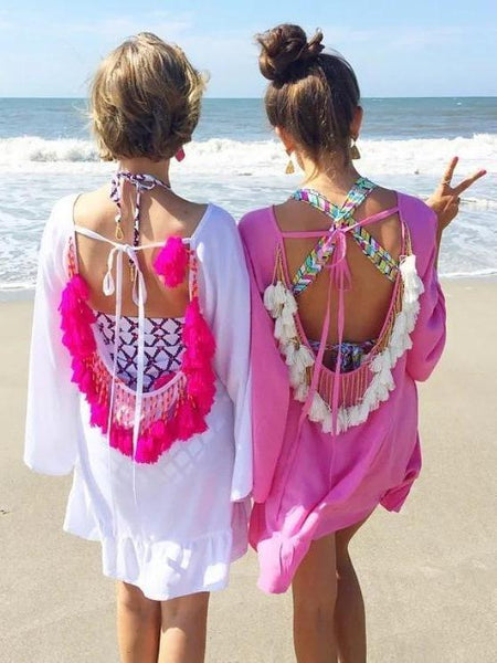 Bohemian Beach Loose Tassel Mini Dress