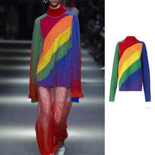 Load image into Gallery viewer, New Rainbow Striped Sweater Female Knit Top
