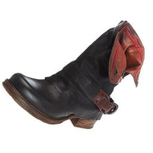 Load image into Gallery viewer, British Retro Flat Martin Boots Female Belt Buckle Cuffed Two Wear Boots
