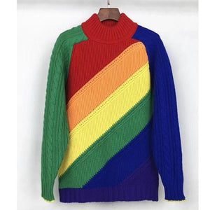 New Rainbow Striped Sweater Female Knit Top
