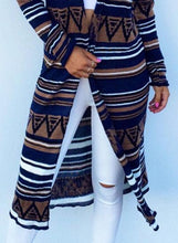 Load image into Gallery viewer, Women s Geometric Print Long Sleeve Cardigan Coat
