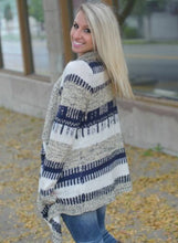 Load image into Gallery viewer, Women s Long Sleeve Open front Color Block Irregular Cardigan
