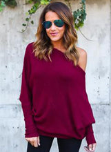 Load image into Gallery viewer, Women s Polyester Off Shoulder Batwing Sleeve Knitting Sweater
